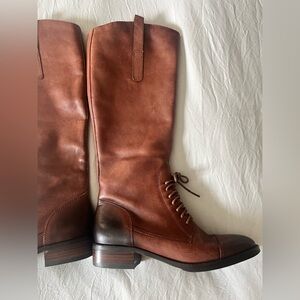 Saks Fifth Ave Womens Boot 6 Brown Soft Leather Equestrian Tall Riding